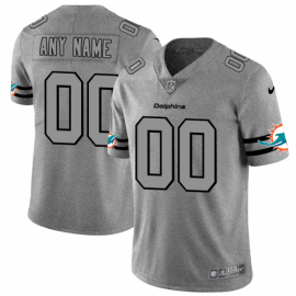 Miami Dolphins Custom Mens Nike Gray Gridiron II Vapor Untouchable Limited NFL Jersey