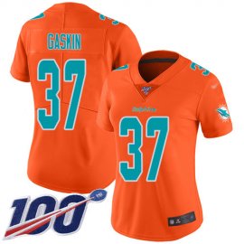 Nike Miami Dolphins #37 Myles Gaskin Orange Womens Stitched NFL Limited Inverted Legend 100th Season Jersey