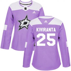 Adidas Dallas Stars #25 Joel Kiviranta Purple Authentic Fights Cancer Womens Stitched NHL Jersey