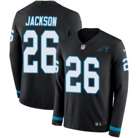 Nike Carolina Panthers #26 Donte Jackson Black Team Color Mens Stitched NFL Limited Therma Long Sleeve Jersey