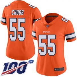 Nike Denver Broncos #55 Bradley Chubb Orange Womens Stitched NFL Limited Rush 100th Season Jersey