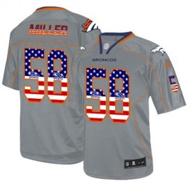 Nike Denver Broncos #58 Von Miller Lights Out Grey Mens Stitched NFL Elite USA Flag Fashion Jersey