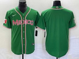Mens Mexico Baseball Blank Green 2023 World Baseball Classic Stitched Jersey