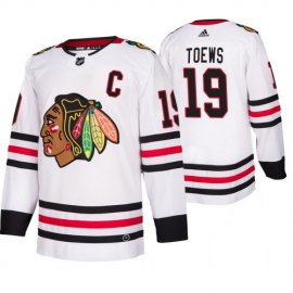Chicago Blackhawks #19 Jonathan Toews 2019-20 Away Authentic Player White NHL Jersey