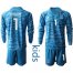Spain #1 Casillas Blue Long Sleeves Goalkeeper Kid Soccer Country Jersey