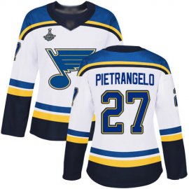 Adidas St. Louis Blues #27 Alex Pietrangelo White Road Authentic Stanley Cup Champions Womens Stitched NHL Jersey