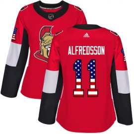 Adidas Ottawa Senators #11 Daniel Alfredsson Red Home Authentic USA Flag Womens Stitched NHL Jersey