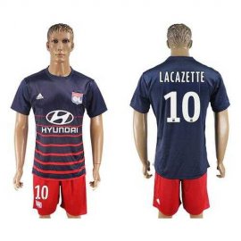 Lyon #10 Lacazette Away Soccer Club Jersey