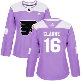 Adidas Philadelphia Flyers #16 Bobby Clarke Purple Authentic Fights Cancer Womens Stitched NHL Jersey