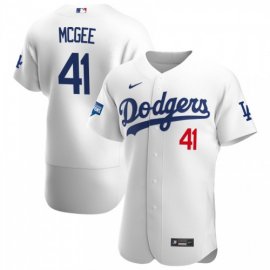 Los Angeles Dodgers #41 Jake McGee Mens Nike White Home 2020 World Series Champions Authentic Player MLB Jersey