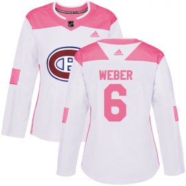 Adidas Montreal Canadiens #6 Shea Weber White/Pink Authentic Fashion Womens Stitched NHL Jersey