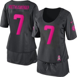 Nike Pittsburgh Steelers #7 Ben Roethlisberger Dark Grey Womens Breast Cancer Awareness Stitched NFL Elite Jersey