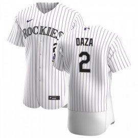 Colorado Rockies #2 Yonathan Daza Mens Nike White Home 2020 Authentic Player MLB Jersey