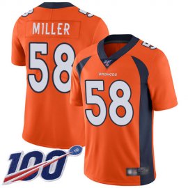 Nike Denver Broncos #58 Von Miller Orange Team Color Mens Stitched NFL 100th Season Vapor Limited Jersey