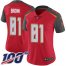 Nike Tampa Bay Buccaneers #81 Antonio Brown Red Team Color Womens Stitched NFL 100th Season Vapor Untouchable Limited Jersey