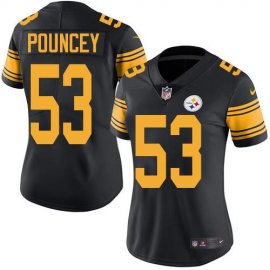 Nike Pittsburgh Steelers #53 Maurkice Pouncey Black Womens Stitched NFL Limited Rush Jersey