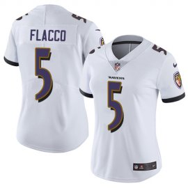 Nike Baltimore Ravens #5 Joe Flacco White Womens Stitched NFL Vapor Untouchable Limited Jersey