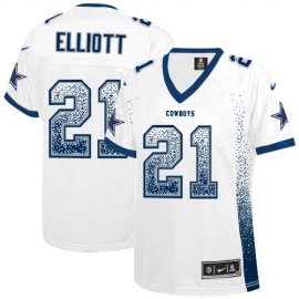 Nike Dallas Cowboys #21 Ezekiel Elliott White Womens Stitched NFL Elite Drift Fashion Jersey