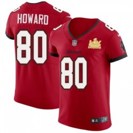 Tampa Bay Buccaneers #80 O. J. Howard Mens Super Bowl LV Champions Patch Nike Red Vapor Elite Jersey