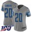 Nike Detroit Lions #20 Barry Sanders Gray Womens Stitched NFL Limited Inverted Legend 100th Season Jersey