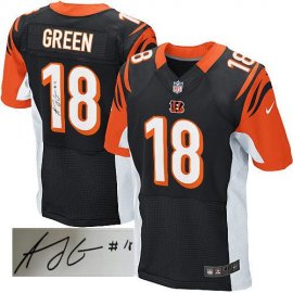 Nike Cincinnati Bengals #18 A.J. Green Black Team Color Mens Stitched NFL Elite Autographed Jersey
