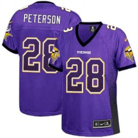 Nike Minnesota Vikings #28 Adrian Peterson Purple Team Color Womens Stitched NFL Elite Drift Fashion Jersey