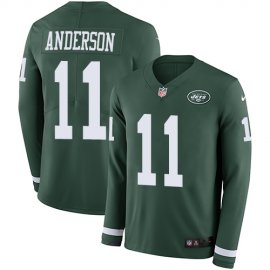 Nike New York Jets #11 Robby Anderson Green Team Color Mens Stitched NFL Limited Therma Long Sleeve Jersey