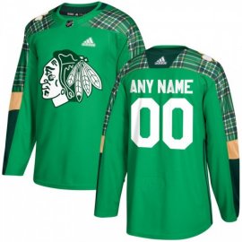 Mens Adidas Chicago Blackhawks Personalized Green St. Patricks Day Custom Practice NHL Jersey