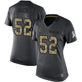 Nike Chicago Bears #52 Khalil Mack Black Womens Stitched NFL Limited 2016 Salute to Service Jersey