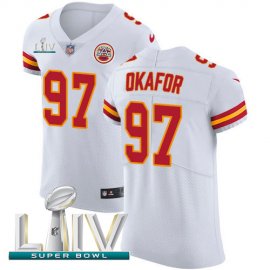 Nike Kansas City Chiefs #97 Alex Okafor White Super Bowl LIV 2020 Mens Stitched NFL New Elite Jersey