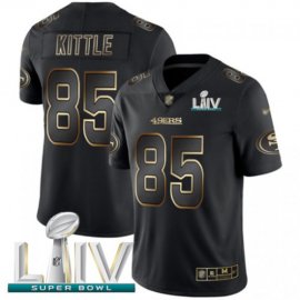 Nike San Francisco 49ers #85 George Kittle Black/Gold Super Bowl LIV 2020 Mens Stitched NFL Vapor Untouchable Limited Jersey