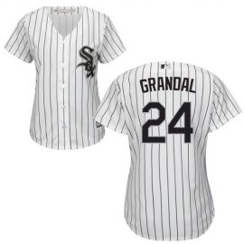 Chicago White Sox #24 Yasmani Grandal White(Black Strip) Home Womens Stitched MLB Jersey