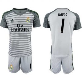 Real Madrid #1 Navas Grey Goalkeeper Soccer Club Jersey
