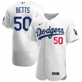 Los Angeles Dodgers #50 Mookie Betts Mens Nike White 2020 Home Official Authentic Player MLB Jersey