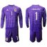 Argentina #1 Caballero Purple Long Sleeves Goalkeeper Soccer Country Jersey