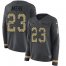 Nike Los Angeles Rams #23 Cam Akers Anthracite Salute to Service Womens Stitched NFL Limited Therma Long Sleeve Jersey