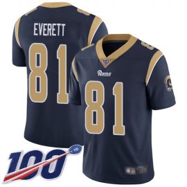 Nike Los Angeles Rams #81 Gerald Everett Navy Blue Team Color Mens Stitched NFL 100th Season Vapor Limited Jersey
