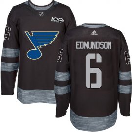 Adidas St. Louis Blues #6 Joel Edmundson Black 1917-2017 100th Anniversary Stitched NHL Jersey