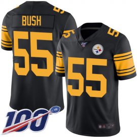 Nike Pittsburgh Steelers #55 Devin Bush Black Mens Stitched NFL Limited Rush 100th Season Jersey