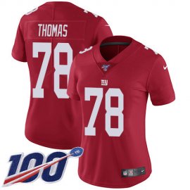 Nike New York Giants #78 Andrew Thomas Red Alternate Womens Stitched NFL 100th Season Vapor Untouchable Limited Jersey