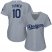 Los Angeles Dodgers #10 Justin Turner Grey Alternate Road Womens Stitched MLB Jersey