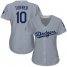 Los Angeles Dodgers #10 Justin Turner Grey Alternate Road Womens Stitched MLB Jersey
