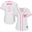 Milwaukee Brewers #8 Ryan Braun White/Pink Fashion Womens Stitched MLB Jersey