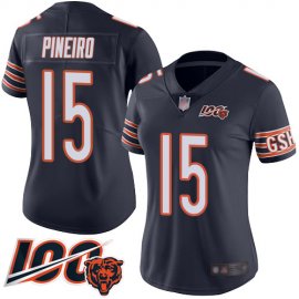Nike Chicago Bears #15 Eddy Pineiro Navy Blue Team Color Womens Stitched NFL 100th Season Vapor Limited Jersey