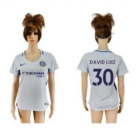Womens Chelsea #30 David Luiz Away Soccer Club Jersey