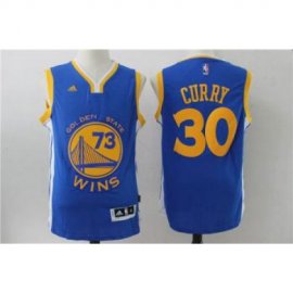 Golden State Warriors #30 Stephen Curry Record Breaking Season Exclusive 73 Wins Royal Swingman Jersey