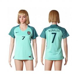 Womens Portugal #7 Ronaldo Away Soccer Country Jersey