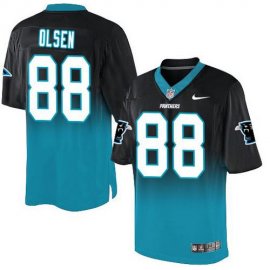 Nike Carolina Panthers #88 Greg Olsen Black/Blue Mens Stitched NFL Elite Fadeaway Fashion Jersey
