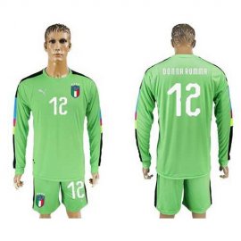 Italy #12 Donna Rumma Green Long Sleeves Goalkeeper Soccer Country Jersey