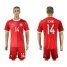 Danmark #14 Schone Red Home Soccer Country Jersey